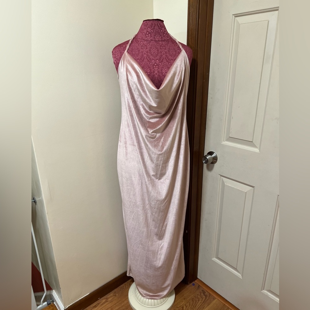 NWT PrettyLittleThing Maternity Velvet Cowl Neck Dress | Size UK 16 (US 12)